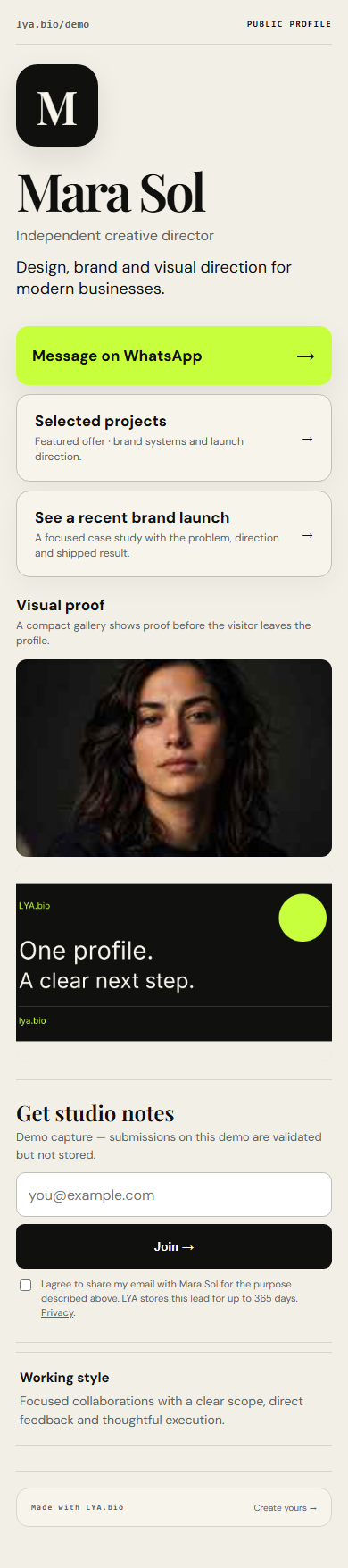 Real public LYA demo profile